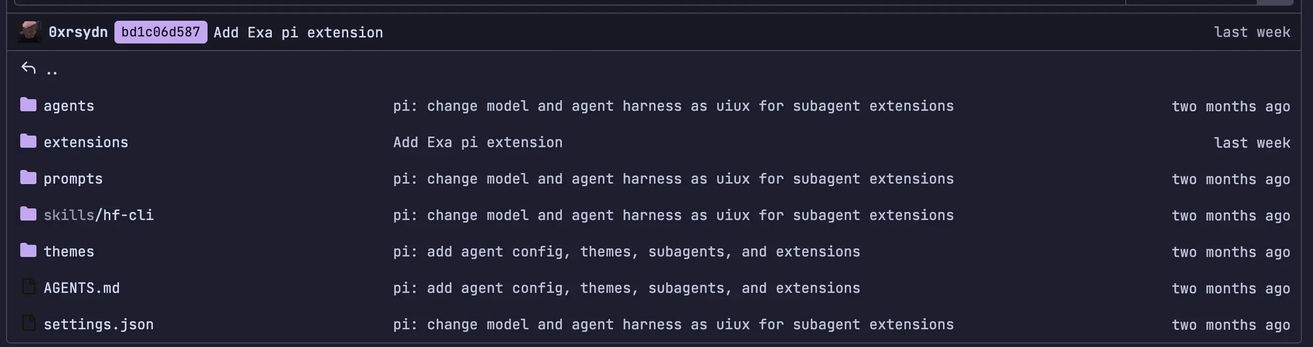 Pi configuration and extension screenshot
